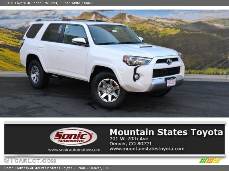Super White / Black 2016 Toyota 4Runner Trail 4x4