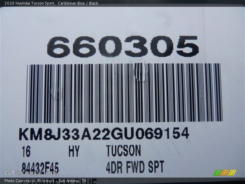 Caribbean Blue / Black 2016 Hyundai Tucson Sport
