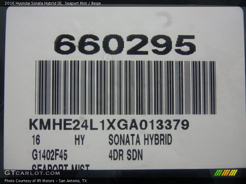 Seaport Mist / Beige 2016 Hyundai Sonata Hybrid SE