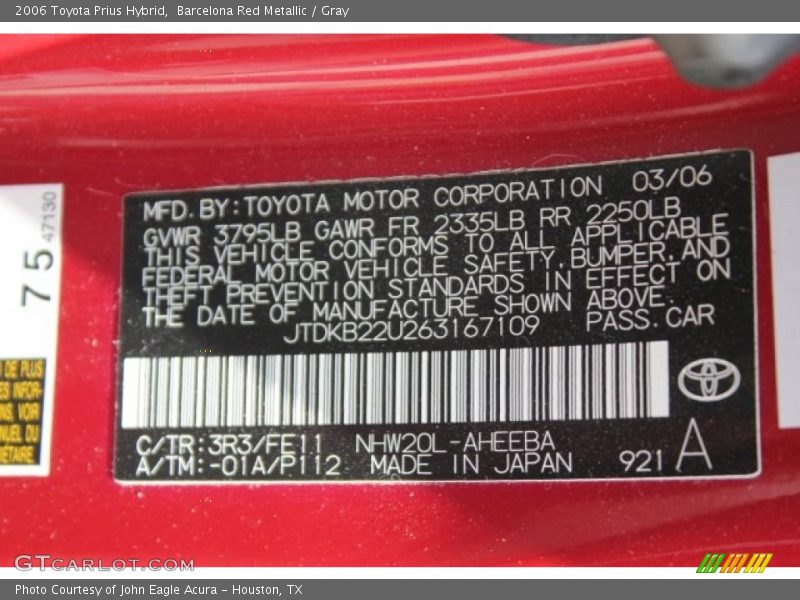 Barcelona Red Metallic / Gray 2006 Toyota Prius Hybrid