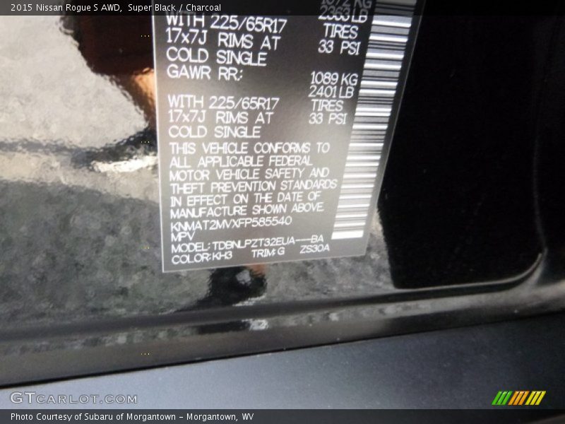 Super Black / Charcoal 2015 Nissan Rogue S AWD