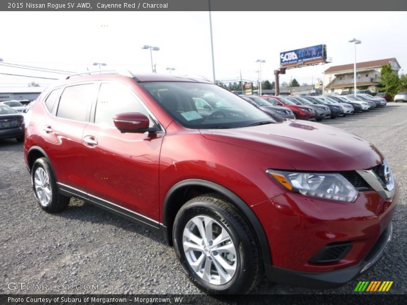 Cayenne Red / Charcoal 2015 Nissan Rogue SV AWD