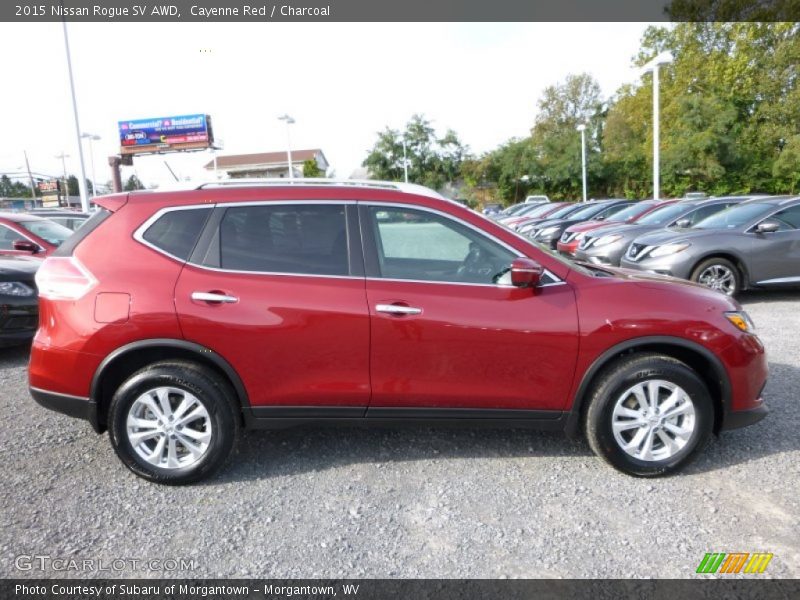 Cayenne Red / Charcoal 2015 Nissan Rogue SV AWD