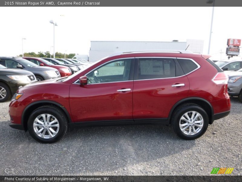 Cayenne Red / Charcoal 2015 Nissan Rogue SV AWD