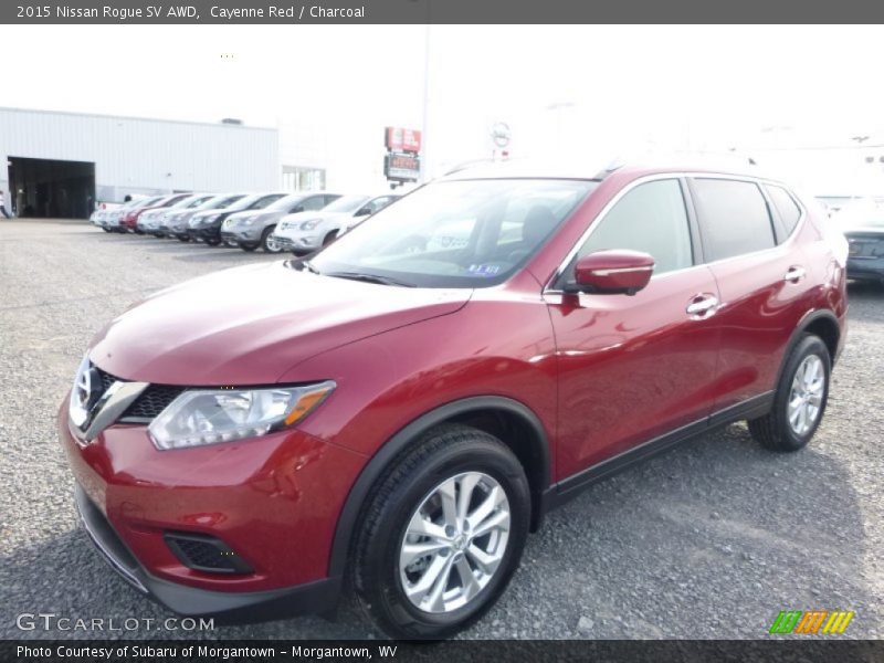 Cayenne Red / Charcoal 2015 Nissan Rogue SV AWD