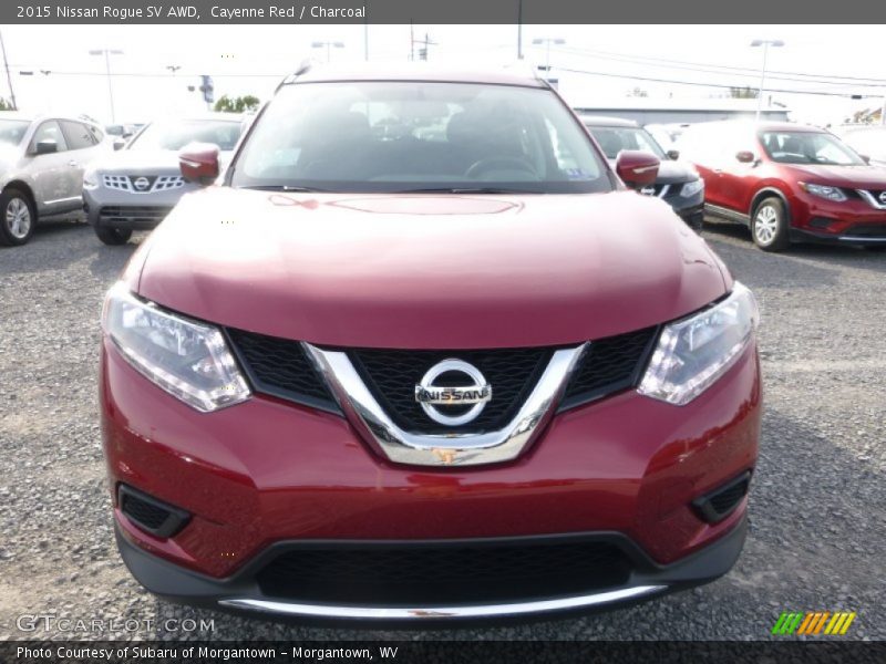 Cayenne Red / Charcoal 2015 Nissan Rogue SV AWD