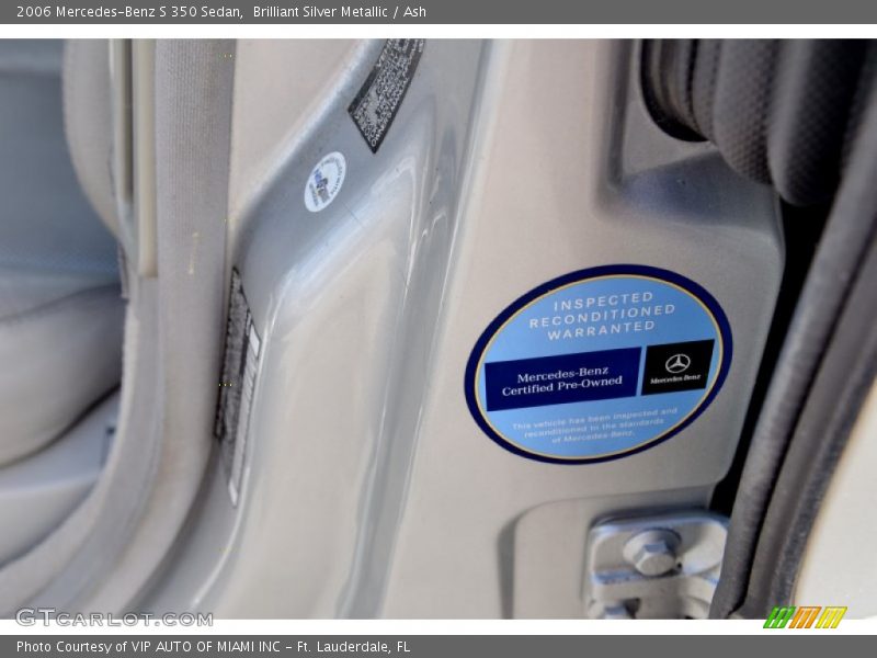 Brilliant Silver Metallic / Ash 2006 Mercedes-Benz S 350 Sedan