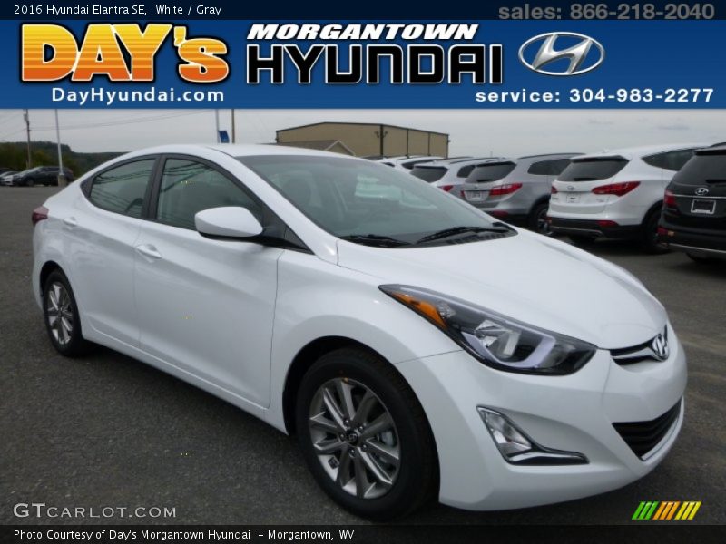 White / Gray 2016 Hyundai Elantra SE