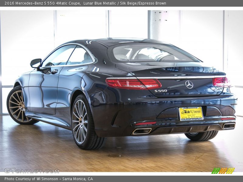 Lunar Blue Metallic / Silk Beige/Espresso Brown 2016 Mercedes-Benz S 550 4Matic Coupe
