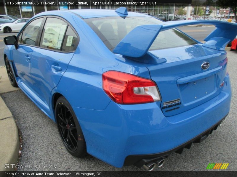 Hyper Blue / Carbon Black/Hyper Blue 2016 Subaru WRX STI HyperBlue Limited Edition