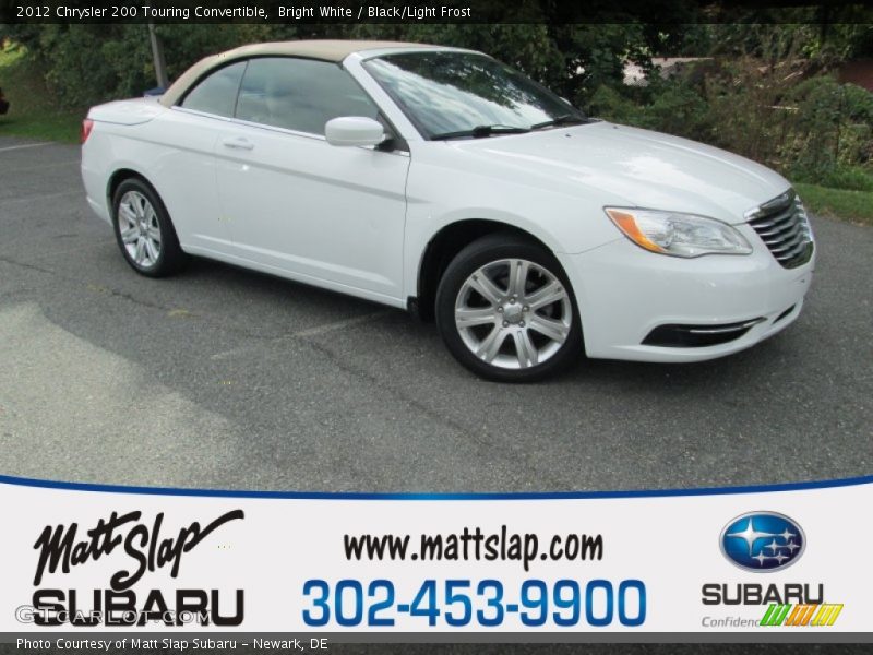 Bright White / Black/Light Frost 2012 Chrysler 200 Touring Convertible
