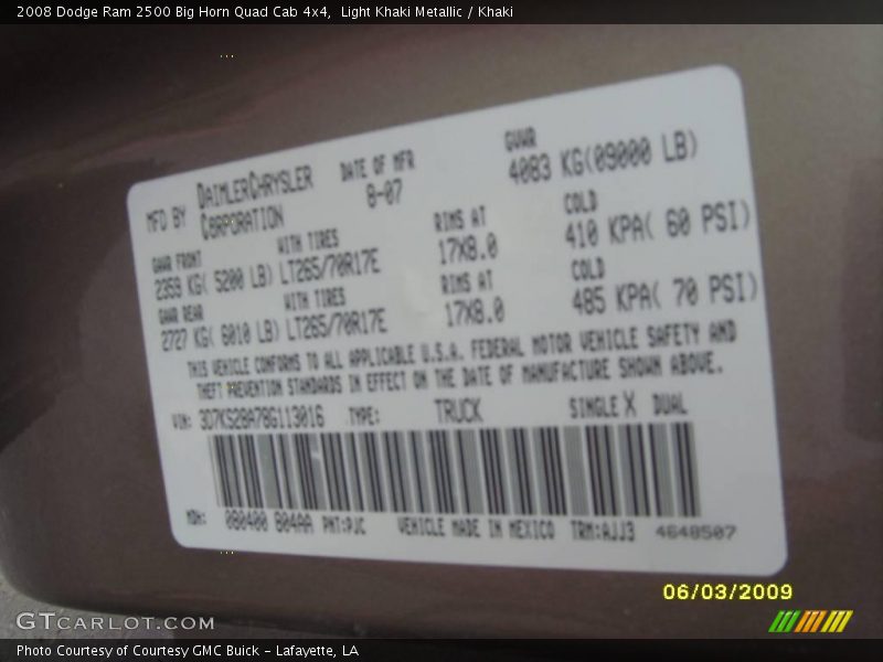 Light Khaki Metallic / Khaki 2008 Dodge Ram 2500 Big Horn Quad Cab 4x4