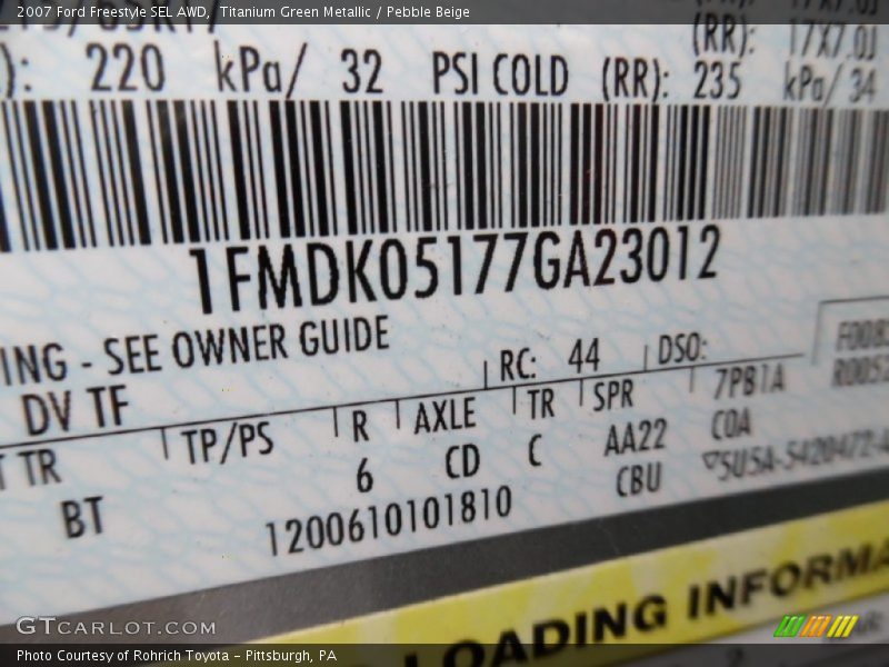 Titanium Green Metallic / Pebble Beige 2007 Ford Freestyle SEL AWD