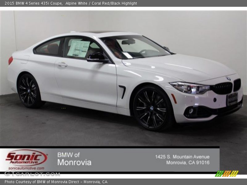 Alpine White / Coral Red/Black Highlight 2015 BMW 4 Series 435i Coupe