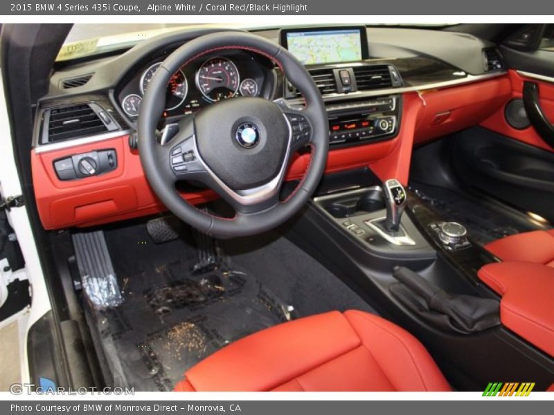 Alpine White / Coral Red/Black Highlight 2015 BMW 4 Series 435i Coupe