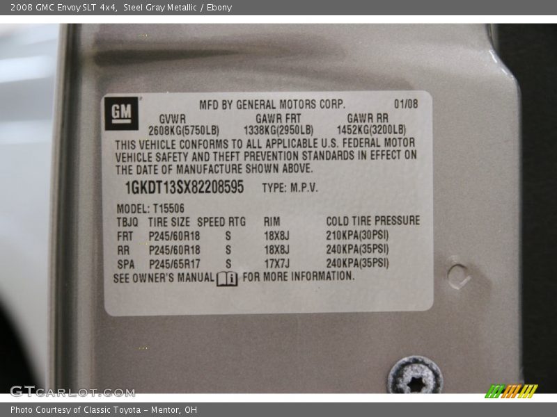 Steel Gray Metallic / Ebony 2008 GMC Envoy SLT 4x4