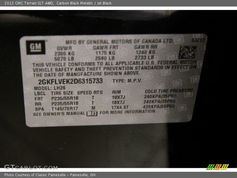 Carbon Black Metallic / Jet Black 2013 GMC Terrain SLT AWD