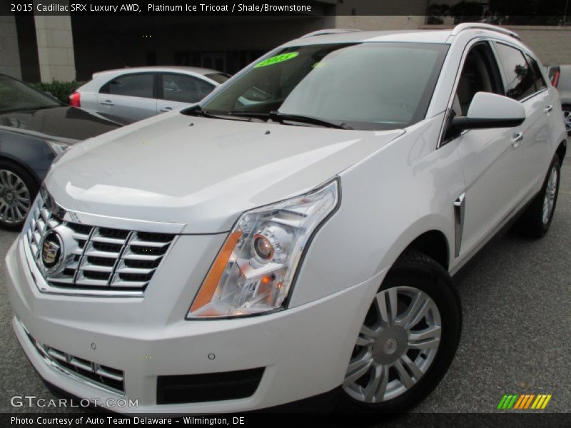 Platinum Ice Tricoat / Shale/Brownstone 2015 Cadillac SRX Luxury AWD