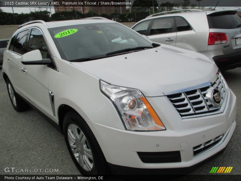 Platinum Ice Tricoat / Shale/Brownstone 2015 Cadillac SRX Luxury AWD