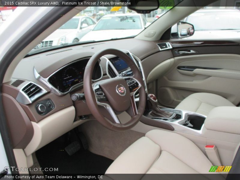 Platinum Ice Tricoat / Shale/Brownstone 2015 Cadillac SRX Luxury AWD