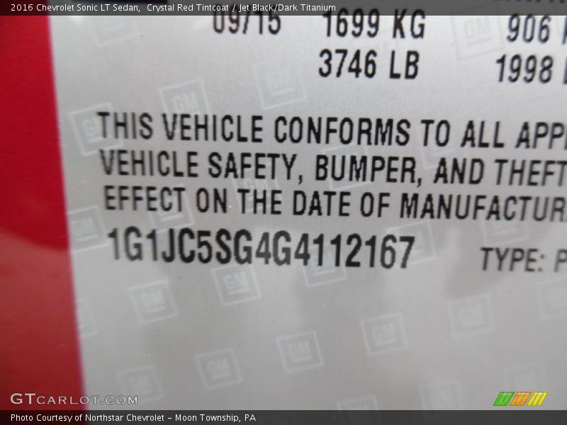 Crystal Red Tintcoat / Jet Black/Dark Titanium 2016 Chevrolet Sonic LT Sedan
