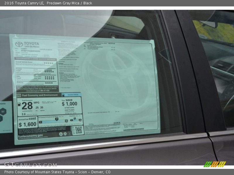 Predawn Gray Mica / Black 2016 Toyota Camry LE