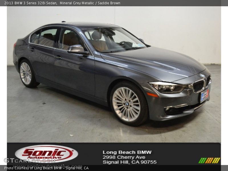 Mineral Grey Metallic / Saddle Brown 2013 BMW 3 Series 328i Sedan