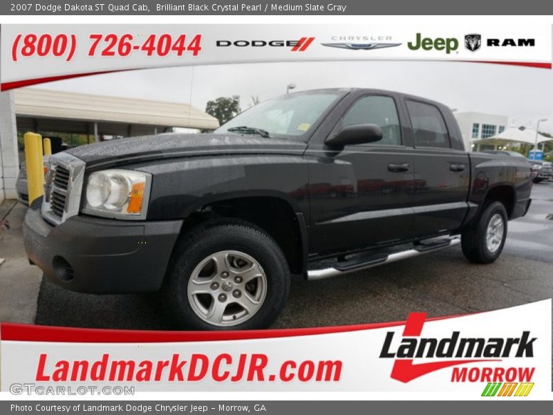 Brilliant Black Crystal Pearl / Medium Slate Gray 2007 Dodge Dakota ST Quad Cab