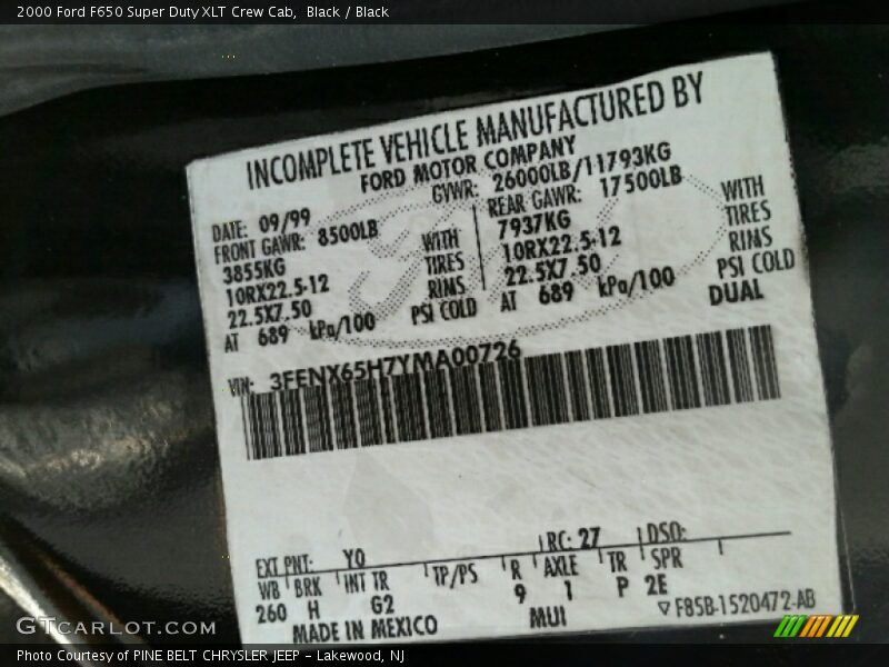Black / Black 2000 Ford F650 Super Duty XLT Crew Cab