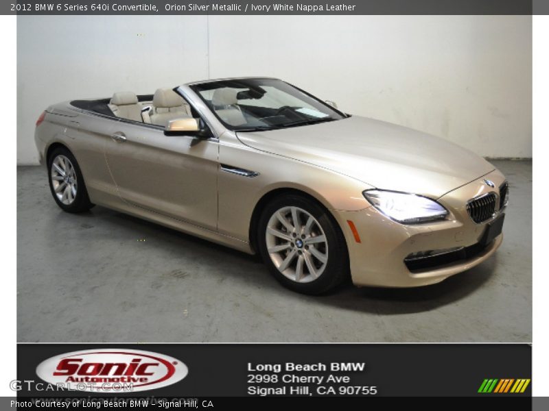 Orion Silver Metallic / Ivory White Nappa Leather 2012 BMW 6 Series 640i Convertible