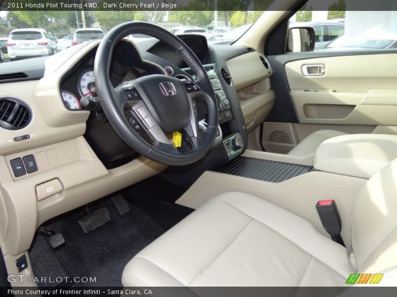 Dark Cherry Pearl / Beige 2011 Honda Pilot Touring 4WD