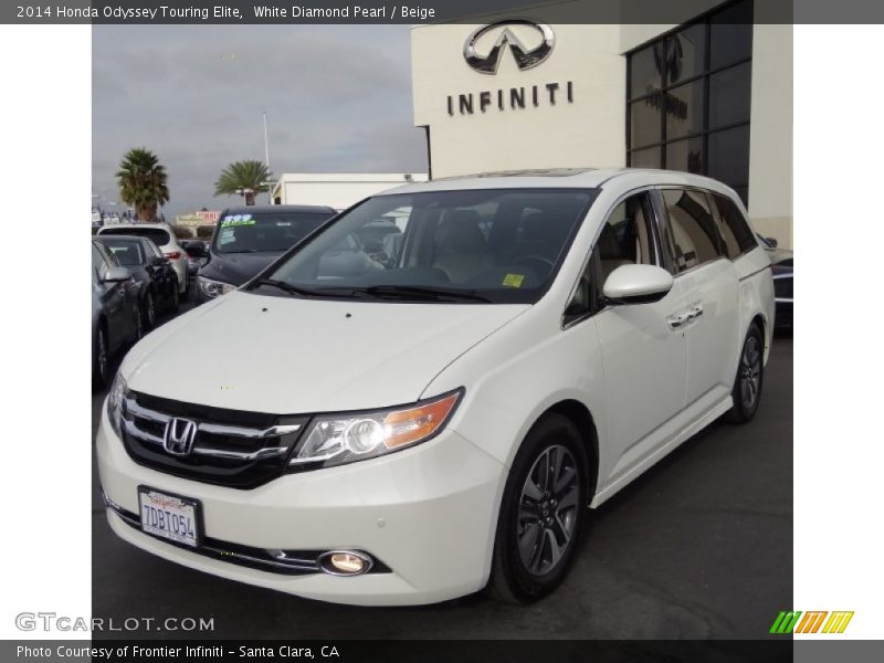 White Diamond Pearl / Beige 2014 Honda Odyssey Touring Elite