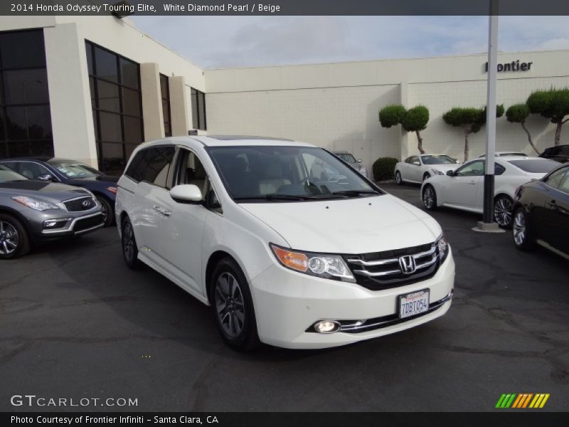 White Diamond Pearl / Beige 2014 Honda Odyssey Touring Elite