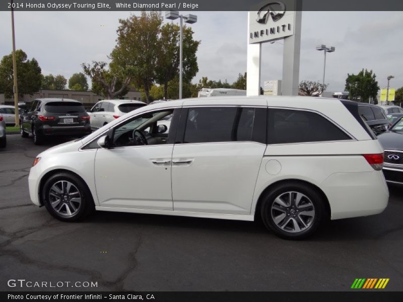 White Diamond Pearl / Beige 2014 Honda Odyssey Touring Elite