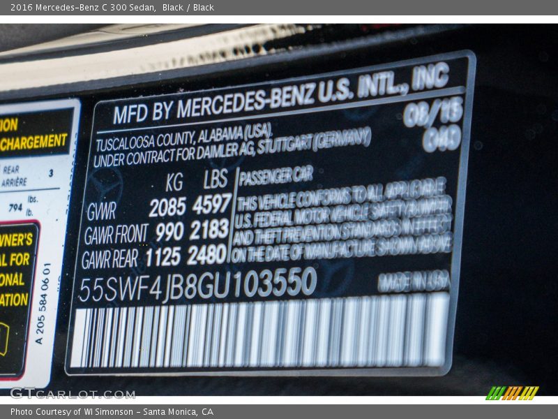 Black / Black 2016 Mercedes-Benz C 300 Sedan