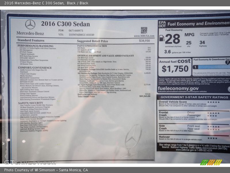Black / Black 2016 Mercedes-Benz C 300 Sedan