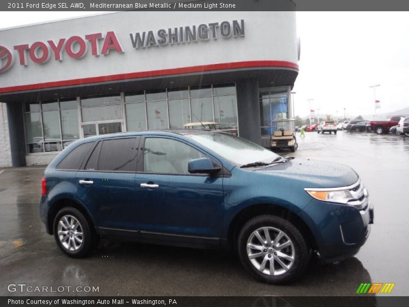 Mediterranean Blue Metallic / Medium Light Stone 2011 Ford Edge SEL AWD
