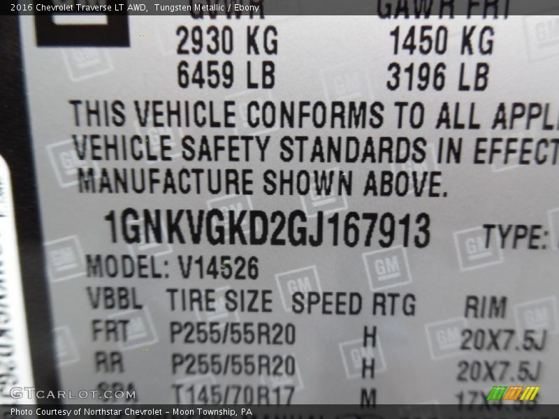 Tungsten Metallic / Ebony 2016 Chevrolet Traverse LT AWD