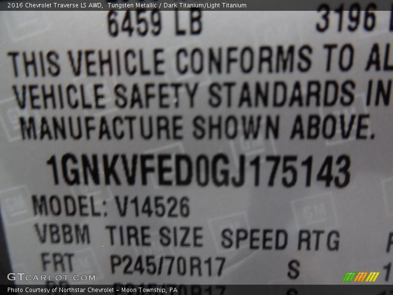 Tungsten Metallic / Dark Titanium/Light Titanium 2016 Chevrolet Traverse LS AWD