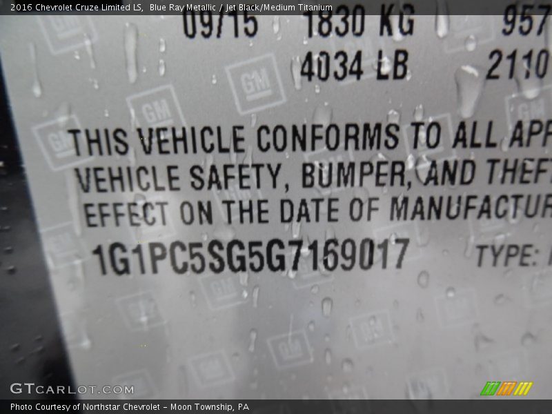 Blue Ray Metallic / Jet Black/Medium Titanium 2016 Chevrolet Cruze Limited LS