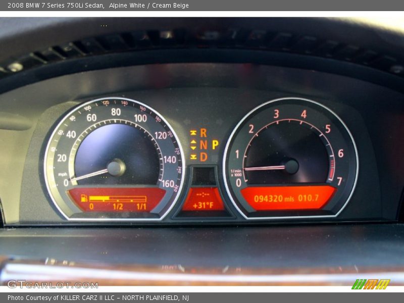 Alpine White / Cream Beige 2008 BMW 7 Series 750Li Sedan