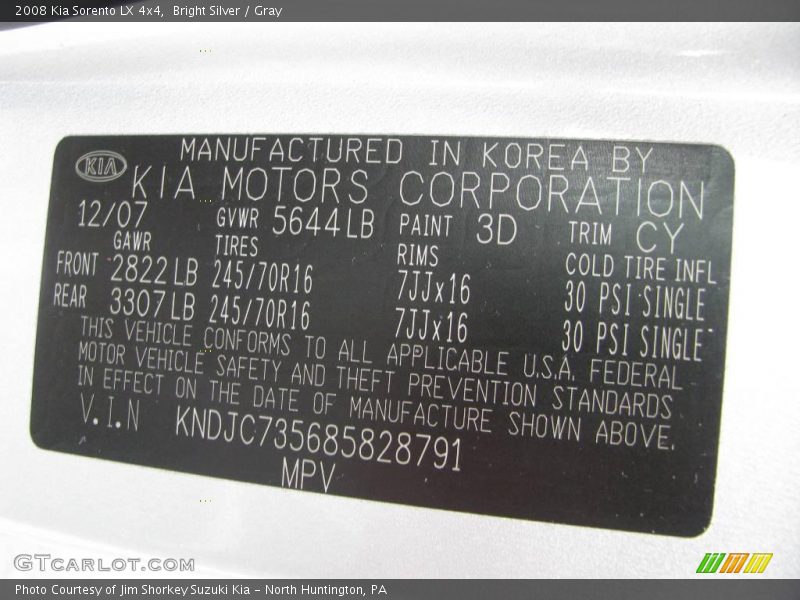 Bright Silver / Gray 2008 Kia Sorento LX 4x4