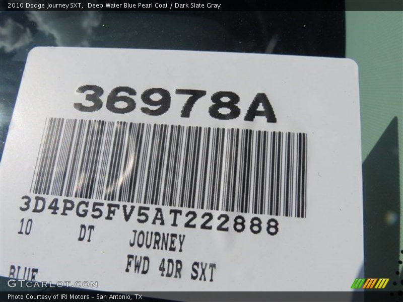 Deep Water Blue Pearl Coat / Dark Slate Gray 2010 Dodge Journey SXT