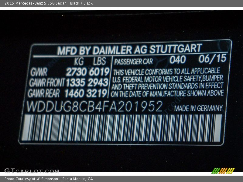 Black / Black 2015 Mercedes-Benz S 550 Sedan