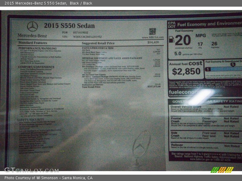 Black / Black 2015 Mercedes-Benz S 550 Sedan