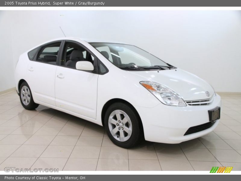 Super White / Gray/Burgundy 2005 Toyota Prius Hybrid