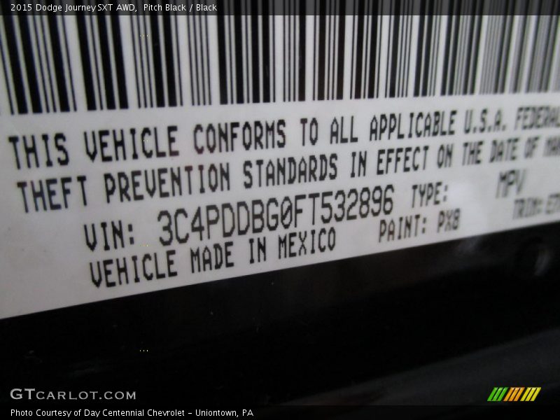 Pitch Black / Black 2015 Dodge Journey SXT AWD