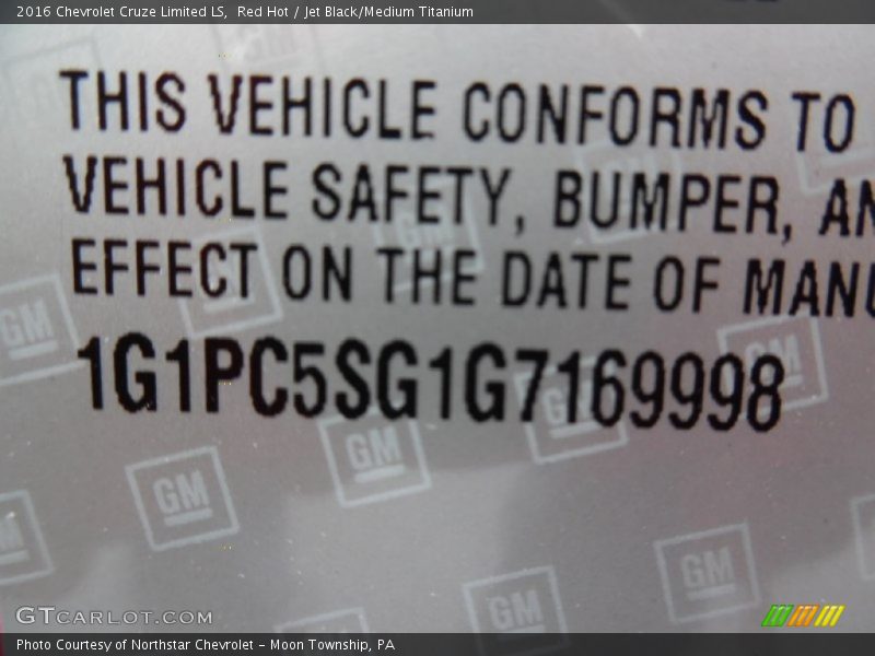 Red Hot / Jet Black/Medium Titanium 2016 Chevrolet Cruze Limited LS