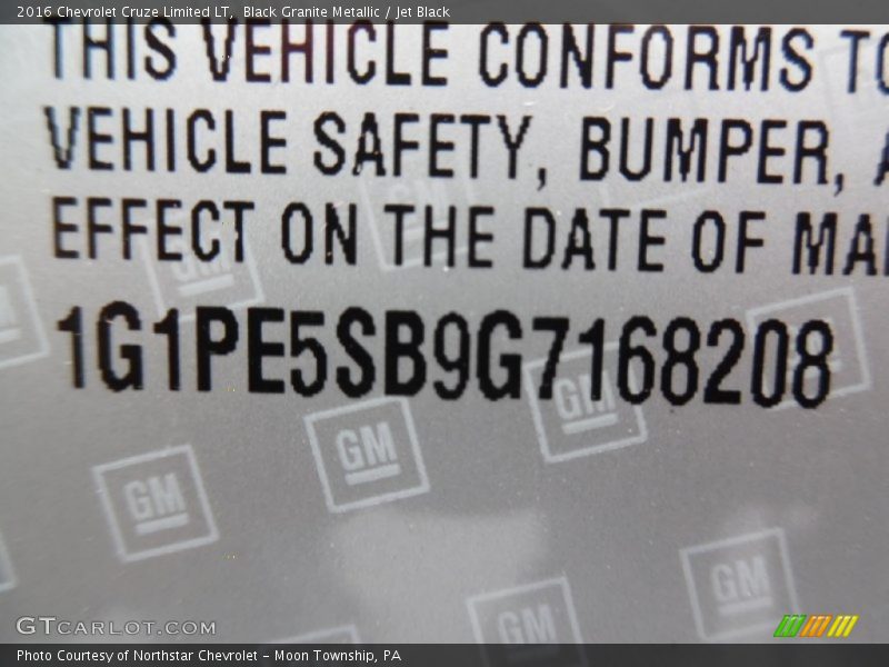 Black Granite Metallic / Jet Black 2016 Chevrolet Cruze Limited LT