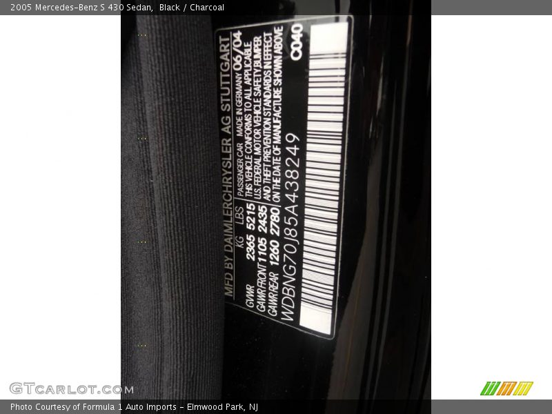 Black / Charcoal 2005 Mercedes-Benz S 430 Sedan